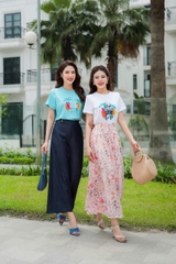 33018H95 - Chân váy hoa xòe nhún