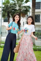 33018H95 - Chân váy hoa xòe nhún