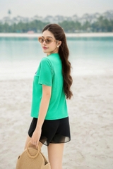 AP333W34 - Áo cotton croptop in hoa tím nhỏ