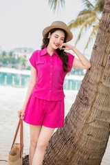 B1210 - Bộ đũi: Áo nhún sườn + Q short