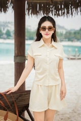 B1210 - Bộ đũi: Áo nhún sườn + Q short