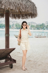 B1210 - Bộ đũi: Áo nhún sườn + Q short