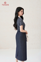 12080 - Áo lụa cổ đức, tay cộc, họa tiết