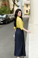 30014T35 - Chân váy đuôi cá denim xanh than
