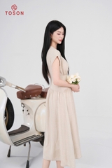 44042E95 - Đầm đũi be kem vai chờm