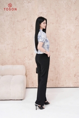 12002 - Áo silk in chữ, gấu tạo xoắn