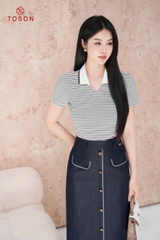 AP642 - Áo cotton kẻ cổ polo V