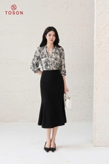 11089H95 - Áo silk họa tiết cổ tàu V