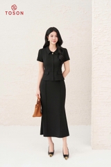 16010B65 - Áo ký giả xước nhật đen cổ sen