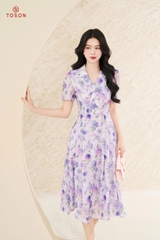 40063 - Đầm xòe cổ phối kẹp bèo