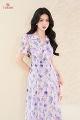 40063 - Đầm xòe cổ phối kẹp bèo