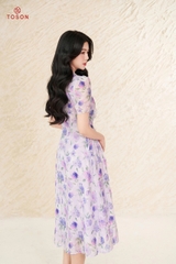 40063 - Đầm xòe cổ phối kẹp bèo