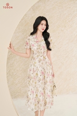 40063 - Đầm xòe cổ phối kẹp bèo