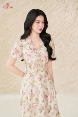 40063 - Đầm xòe cổ phối kẹp bèo