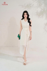 42063E95 - Đầm ren sợi thắt đai eo