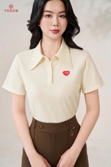 AP405 - Áo cotton be cổ polo in hình trái tim
