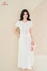 B1325 - Bộ đũi trắng: Áo cổ sam + CV xoè