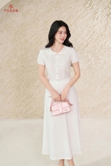 B1325 - Bộ đũi trắng: Áo cổ sam + CV xoè
