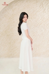 B1325 - Bộ đũi trắng: Áo cổ sam + CV xoè