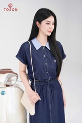 JBC03X65 - Bộ denim xanh: Áo phối kẻ + C.váy