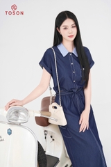 JBC03X65 - Bộ denim xanh: Áo phối kẻ + C.váy