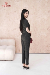 B1265K05 - Bộ kẻ denim: Áo đờ mi + Q suông