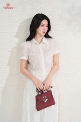 B1328W65 - Bộ đũi lụa thêu hoa: Áo + C.váy xoè