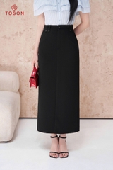 33039 - Chân váy gai hàn đen, đỉa cạp cách điệu