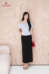 33039 - Chân váy gai hàn đen, đỉa cạp cách điệu