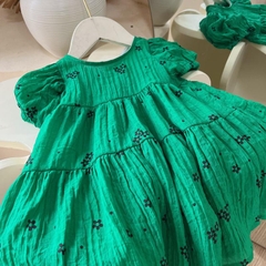 Váy bé gái 10-27kg tay bồng màu xanh siêu xinh BBShine, Đầm bé gái chất tơ xốp cao cấp mềm mịn - D109