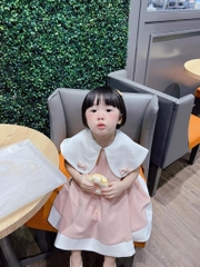 Váy bé gái 8-30kg tông màu hồng pastel xinh xắn BBShine, Đầm bé gái đính nơ phong cách tiểu thư đáng yêu - D115