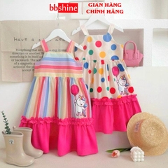 Váy bé gái 7-30kg họa tiết Unicorn đáng yêu BBShine, Đầm bé gái 2 dây bản to dáng váy xòe bồng bềnh xinh xắn - D118