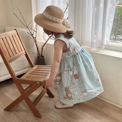 Váy bé gái 10-27kg sát nách khoét lưng xinh xắn BBShine, Đầm bé gái chất thô lụa họa tiết thỏ xinh xắn - D111