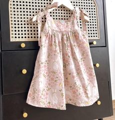 Váy bé gái 10-27kg họa tiết thỏ phối hoa xinh yêu BBShine, Đầm bé gái 2 dây chất thô lụa mềm mịn tông màu pastel - D117