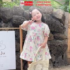 Váy bé gái 10-29kg họa tiết hoa hồng xinh xắn BBShine, Đầm bé gái dáng babydoll xòe siêu đáng yêu - D105