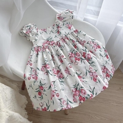 Váy bé gái 10-27kg tay bồng cổ vuông xinh xắn BBShine, Đầm bé gái họa tiết hoa tulip siêu đáng yêu - D108