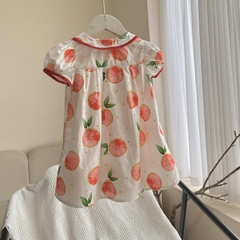 Váy bé gái 10-27kg thiết kế cổ sen siêu đáng yêu BBShine, Đầm bé gái chất thô lụa họa tiết quả cà chua xinh xắn - D110
