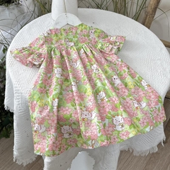 Váy bé gái 10-27kg dáng babydoll xinh yêu BBShine, Đầm bé gái tay phối bèo họa tiết thỏ hoa đáng yêu - D116