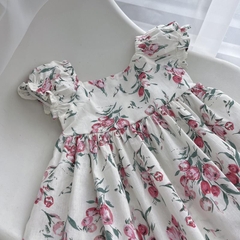 Váy bé gái 10-27kg tay bồng cổ vuông xinh xắn BBShine, Đầm bé gái họa tiết hoa tulip siêu đáng yêu - D108