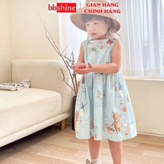 Váy bé gái 10-27kg sát nách khoét lưng xinh xắn BBShine, Đầm bé gái chất thô lụa họa tiết thỏ xinh xắn - D111