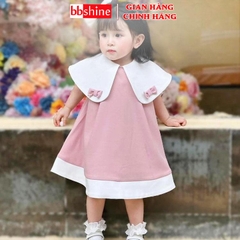 Váy bé gái 8-30kg tông màu hồng pastel xinh xắn BBShine, Đầm bé gái đính nơ phong cách tiểu thư đáng yêu - D115