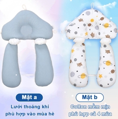 Gối chữ U cho bé sơ sinh chống giật mình cao cấp BBShine, Gối chống bẹp đầu có dây rút điều chỉnh 3 đầu giúp bé ngủ ngon – SS036