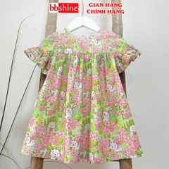 Váy bé gái 10-27kg dáng babydoll xinh yêu BBShine, Đầm bé gái tay phối bèo họa tiết thỏ hoa đáng yêu - D116