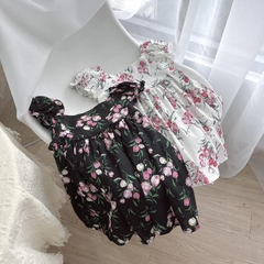Váy bé gái 10-27kg tay bồng cổ vuông xinh xắn BBShine, Đầm bé gái họa tiết hoa tulip siêu đáng yêu - D108