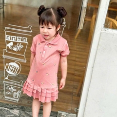 Váy bé gái 10-29kg kiểu dáng polo phong cách Hàn Quốc BBShine, Đầm bé gái phối chân váy đuôi cá xòe xinh yêu - D114