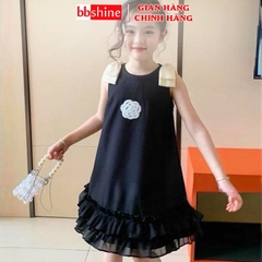 Váy bé gái 10-29kg phối chân váy tơ bồng bềnh BBShine, Đầm bé gái tay sát nách phối nơ vai xinh xắn - D104