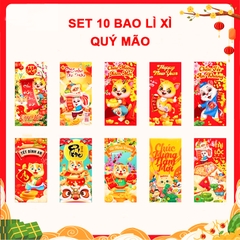 Bao lì xì Quý Mão 2023 cao cấp BBShine, Set 10 bao lì xì Tết dày dặn họa tiết in sắc nét – LX005