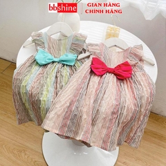 Váy bé gái 10-26kg chất thô đũi kẻ cao cấp BBShine, Đầm bé gái tay cánh tiên phối nơ siêu xinh - D106