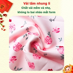 Áo dài cách tân cho bé 8-20kg chất tăm nhung cao cấp BBShine, Áo dài bé gái họa tiết hoa nhí tay bồng xinh xắn – AD007