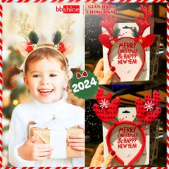 Băng đô Noel sừng tuần lộc đính sequin lấp lánh BBShine, Băng đô Giáng sinh đơn giản phù hợp cho mọi lứa tuổi – NOEL015